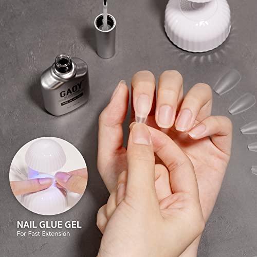 GAOY Nail Glue Gel, 2 in 1 Nail Glue and Base Coat for Acrylic Tips, 16ml Gel for Press on Nails for Long Lasting UV Light Cure DIY