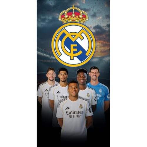 Real Madrid Toalla Playa Oficial 70x140 cm – 100% Microfibra, Secado Rápido, Ligera y Compacta – Toalla Piscina, Viaje y Deporte – Diseño Original Club Fútbol (Madrid NW1672)