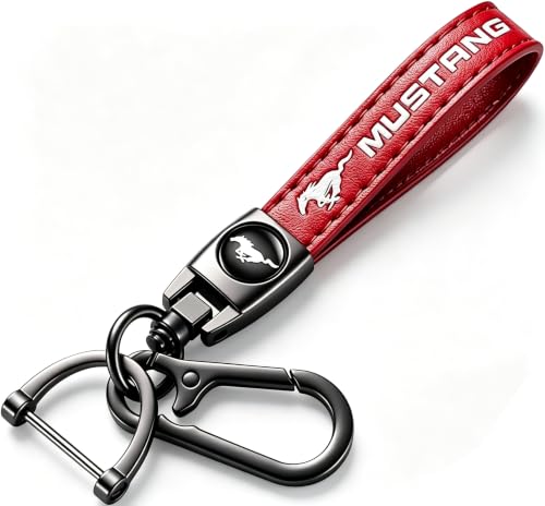 Image of Leather car Keychain 02 Set for Men and Women Family Present Keychain Key Ring Lanyard (red)