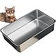 Vealind Katzenklo Edelstahl Groß Katzentoilette 50x35x15cm Katze Metall Katzentoiletten Cat Toilet Cats Litter Box