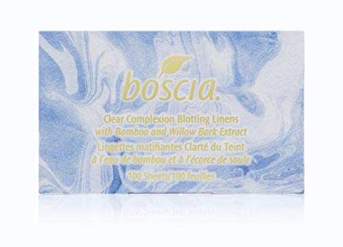 boscia Clear Complexion Blotting Linens - Vegan, Cruelty-Free, Natural and Clean Skincare with Natural Willow Bark Facial Blotting Sheets Formulated for Acne-Prone Skin, 100 Sheets