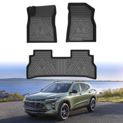 Mixsuper Floor mats fit for 2024-2026 Chevy Trax LS/1RS/LT/2RS/ACTIV & 2024-2026 Buick Envista All Weather TPE Floor Liners Protection for Trax/Envista Accessories 2 Row Anti-Slip Car Mats Black