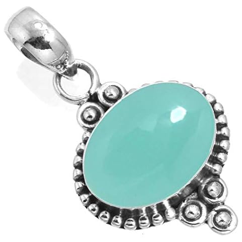 Jeweloporium 925 Silver Aqua Chalcedony Pendant Cover