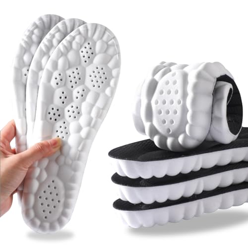 Men Women Memory Foam Insoles with Arch Support Comfort Massage Insoles Replacement Shoe Inserts for Work Boots Running Trainer blackwhite41-42
