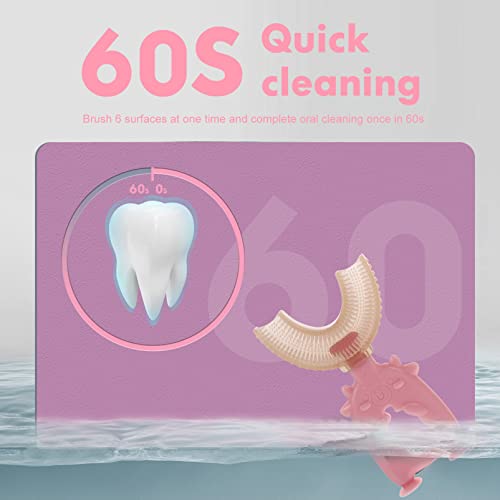 Yardwe Escova de dentes elétrica automática infantil, 4 peças, desenho animado, em forma de U, escov