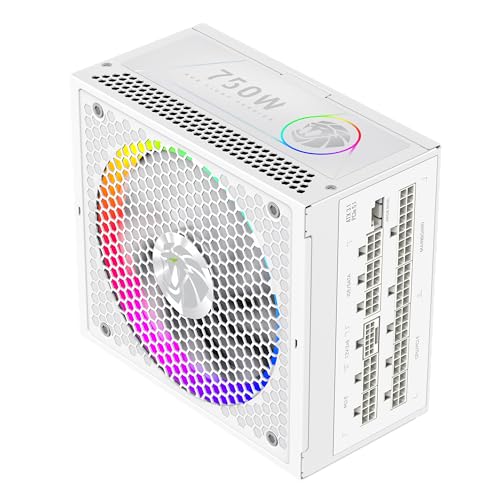 Image of GAMEMAX 750W 80+ Gold Fully Modular White Power Supply, ATX 3.1 Version with LLC+DC-DC Circuit, Full-Range 110-240V, 140mm ARGB Fan with Sync, 105C Mainstream Japanese Capacitors (RGB PRO 750G WH)