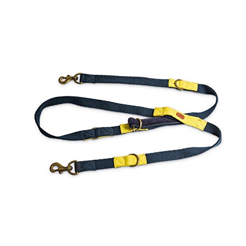 PetWale Hands Free Dog Leash for Running Walking Long Tether Adjustable Multi-Function Traffic Two Dogs Leash (Blue and Yellow, Length: 7.5 feet)