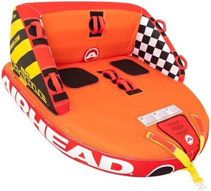 Airhead Big Mable, 1-2 Rider - Inflatable Towable Tube for Boating and Water Sports, Heavy Duty Full Nylon Cover & Zipper with EVA Foam Padding, Easy Inflating & Deflating