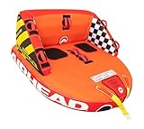 Airhead Big Mable, 1-2 Rider - Inflatable Towable Tube for Boating and Water Sports, Heavy Duty Full Nylon Cover & Zipper with EVA Foam Padding, Easy Inflating & Deflating