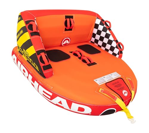 Airhead Big Mable, 1-2 Rider - Inflatable Towable Tube for Boating and Water Sports, Heavy Duty Full Nylon Cover & Zipper with EVA Foam Padding, Easy Inflating & Deflating