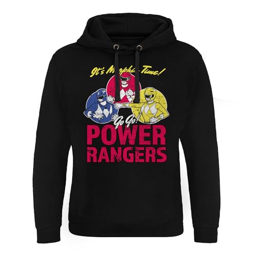 Sweat Power Rangers Capuche Noir It's Morphin Time Pull Geek pour Homme et Femme