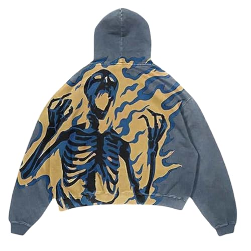 Generisch Felpa con cappuccio da uomo, a maniche lunghe, streetwear, con stampa, vestibilità stretta, per il tempo libero, confortevole inverno, Azzurro, S Generisch Felpa con cappuccio da uomo, a maniche lunghe, streetwear, con stampa, vestibilità stretta, per il tempo libero, confortevole inverno, Azzurro, S