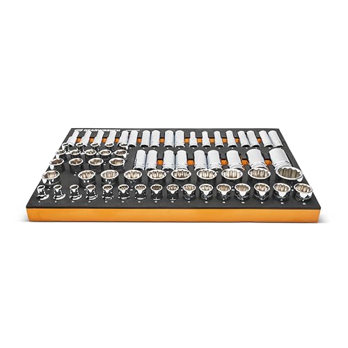 Image of GEARWRENCH 67 Piece 1 /2 inch Drive Master Metric Chrome Socket Set in Foam Storage Tray - GWMSSKT12MM