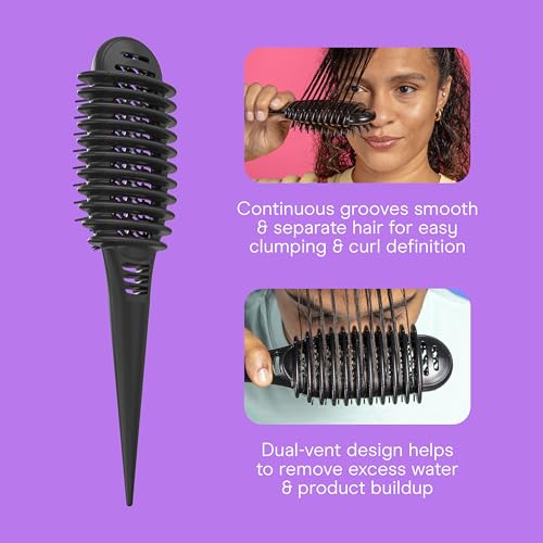 Image of Conair Curl Define Pro Detangler Brush for Curly Hair, Dual Vents with Continuous Grooves, Mixed Bristles for Frizz-Free Detangling, Smoothing, and Curl Definition, For Shorter Hair with Loose Curls