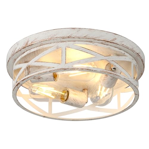 piano7797 13 inch White and Gold Flush Mount Ceiling Light