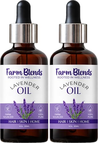 Image of Farm Blends Bulgarian Lavender Essential Oil 100% Undiluted Pure | For Hair Growth, Rejuvenated Skin, Relaxed Sleep, Diffuser | Farm To Home | Natural | Lavandula angustifolia|30ML + 30ML (Pack of 2)