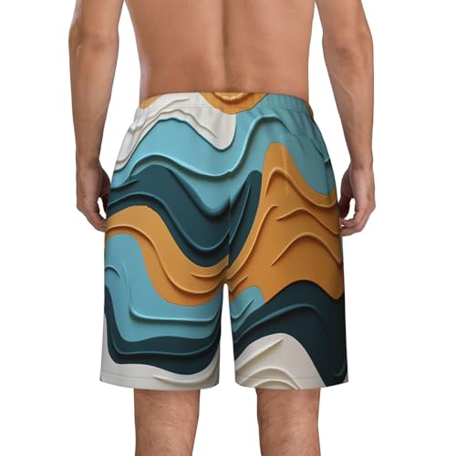 Visual Ripple Wave Men Beach Pants â€“ Swim Trunks for Men,Quick-Dry and Comfortable, Suitable for Beach, Surf, and Everyday Wear Black4