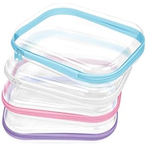 4Pcs Hard Clear Zipper Case, Waterproof Transparent Travel Organizer Bags for Toiletries, Hard Shell Zipper Pouches Makeup Bags Bulk for Cosmetic Storage Travel Organizer Pencil Storage