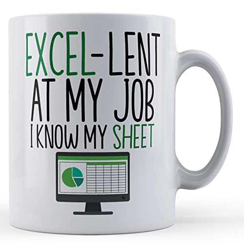 Father Fox - Excel-Lent at My Job Know My Sheet - Funny Work Colleague Spreadsheet Gift Mug Ceramic 11fl.oz.