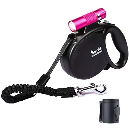 Happy & Polly Dog Leash Retractable Dog Leash 16.4 ft with Flashlight Detachable/Protective