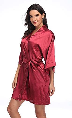 Image of Women's Pure Short Silky Robes Bridesmaid Bride Party Satin Robes Sleepwear
