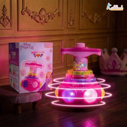 Image of Princess Dizzy Glow Top - LED Light & Music Spinning Top Toy for Girls, Magic Princess Spinner with Musical Sound & 360 Degree Rotation, Musical Lattoo Birthday Gift for Kids 3+ Years