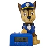 BulbBotz Paw Patrol 2021302 Chase Kids Night Light Alarm Clock with Characterised Sound | blue/brown | plastic | 5.5 inches tall | LCD display | boy girl | official