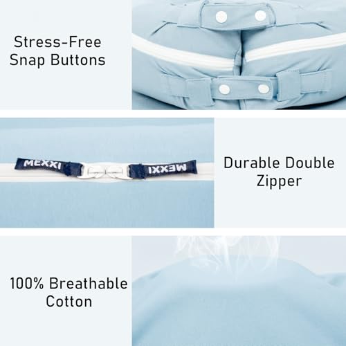 Organic Replacement Cover with Waterproof Pad | Premium Quality Spare Cover Certified Organic Cotton | Protects Against leaks | [Fits Dockatot Deluxe + Docks] (Cover Only) (Baby Blue) - Thumbnail 4
