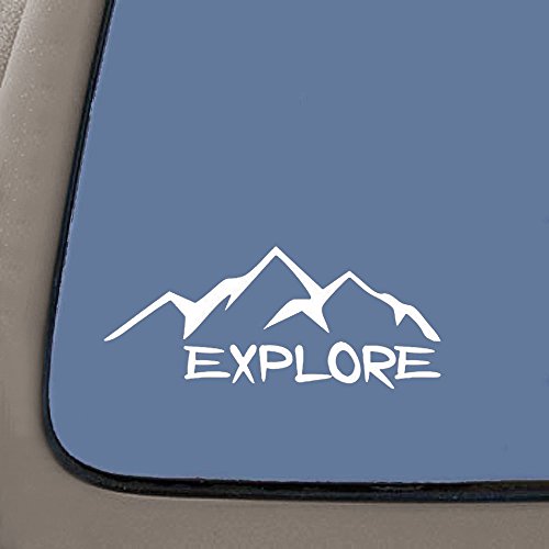 CMI NI656 Explore Mountains Decal | 5.5-Inches Wide | Premium Quality White Vinyl Decal