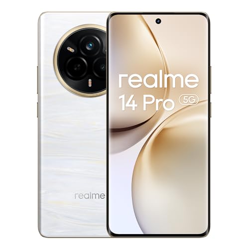 realme 14Pro 5G Smartphone 8+256 GB Teléfono Móvil, Procesador Dimensity 7300, Batería 5280mAh Carga Rápida de 45W,120Hz 6.77' OLED+ Pantalla, Cámara Triple de 50MP OIS con Dual SIM, Blanco