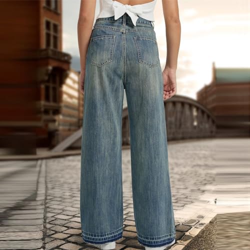 XUNRYAN Wide Leg Jeans for Girls Trendy High Waisted Flowy Bell Bottom Boyfriend Baggy Y2K Denim Pants Hippie Clothes3