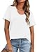 WIHOLL White T Shirts for Women Sexy V Neck Summer Tops Short Sleeve Casual Loose Fit Vacation Beach Soft Fashion S