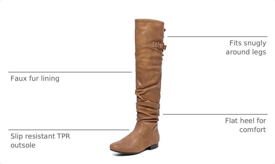 Image of DREAM PAIRS Women's Over The Knee Flats Slouch Thigh Boots