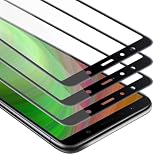 Cadorabo 3x Vollbild Panzer Folie kompatibel mit Samsung Galaxy A7 2018 - Schutzfolie in TRANSPARENT mit SCHWARZ - 3er Pack Gehärtetes (Tempered) Bildschirm-Schutzglas in 9H Festigkeit mit 3D Touch