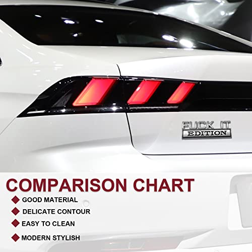 Image of 2 Pcs Fuck IT Edition Emblem 3D Fender Badge Decal, 3D Fender Badge Decal Car Truck Replacement, Fit for All Cars, is Used for Body Decoration, Instrument Panel, Track, Motorcycle, Silver Black.
