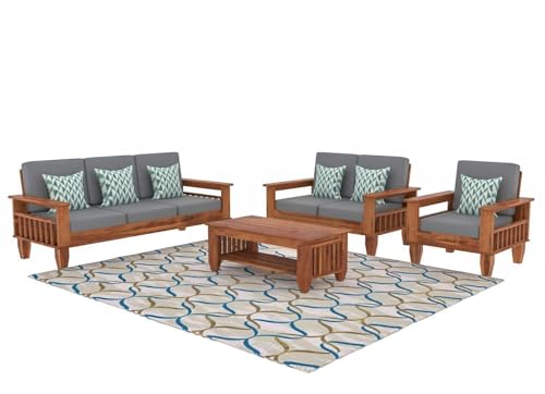 Image of Sheesham Wood 6 Seater Sofa Sets for Living Room Wooden 6 Person Sofa Set Without Coffee Table | Sofas Six Seater for Office (DIY - Customer Self Assmebly) (3+2+1,Honey Finish)
