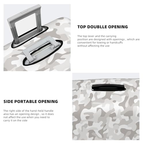 Luggage Cover - Light Gray Camouflage Print Travel Suitcase Covers For Luggage, High Elasticity Suit Case Cover Protector Fits 18-32 Inch4