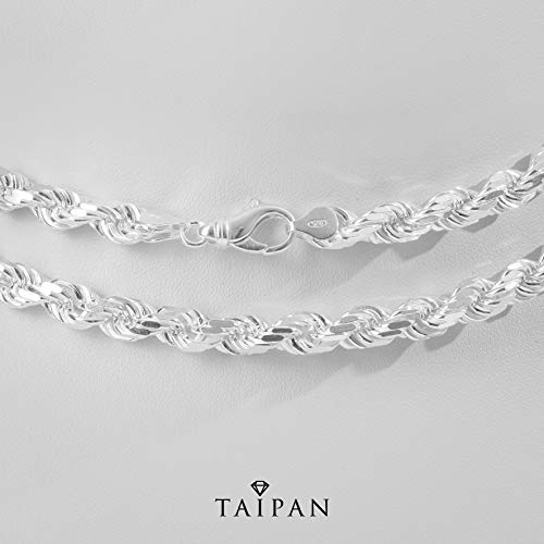 Taipan Cadena de cuerda, 7 mm de ancho, 60 cm de largo, plata de ley 925 maciza (K224)
