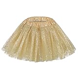 Zando Girls Classic Tulle Tutu Skirt Kids Toddler Gold Tutu Layered Sequin Skirt Princess Dress up Clothes for Little Girls Unique Gifts Cute Gold skirt Fluffy Tutus Gold Tutu 2-8 Years