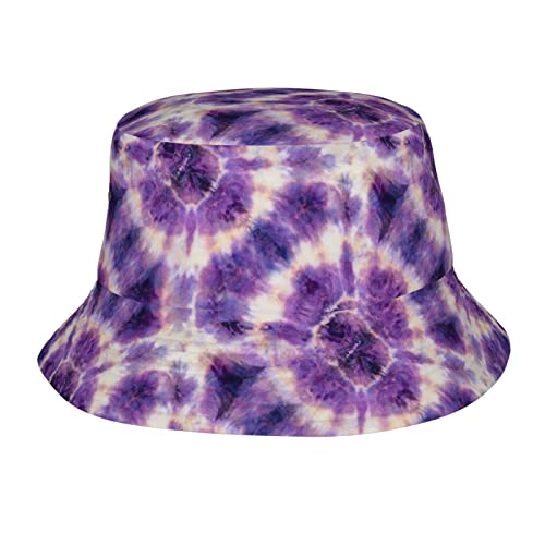 Summer Purple Tie Dye Bucket Hat For Women Men Cute Novelty Beach Sun Hat Packable Fisherman Cap Hat Travel Outdoor #TOP7