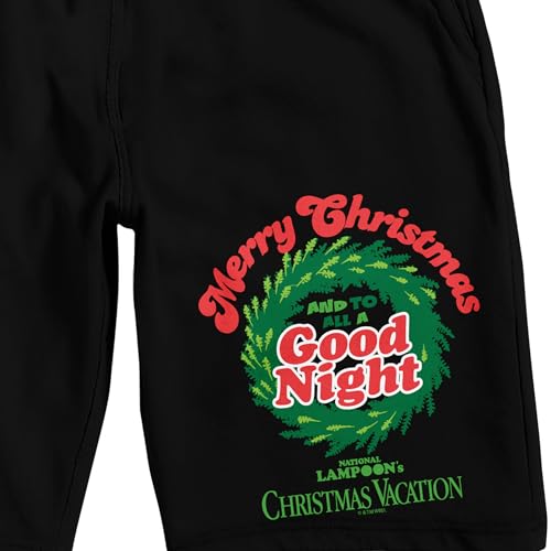 National Lampoon's Christmas Vacation Merry Christmas Wreath Men's Black Sleep Pajama Shorts2