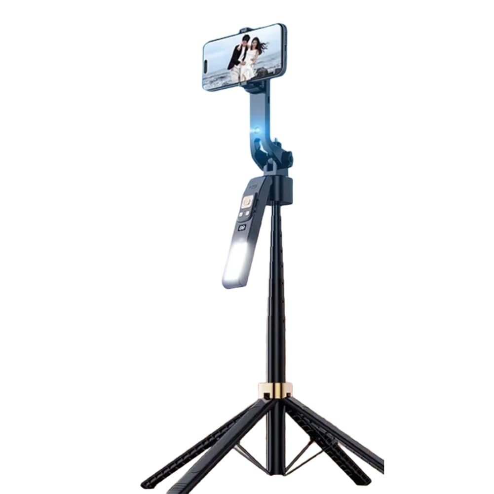 CL12P 180CM Bastone per Selfie Automatico con Tracciamento Facciale AI, Supporto Quad, Rotazione A 360 Gradi, Stabilizzatore Gimbal, Luce di Riempimento LED.