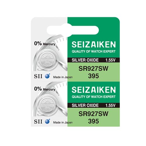 Seizaiken 395 SR927SW 1 55 V 0 % Hg Silberoxid-Uhrenbatterie (2 Batterien) Hergestellt in Japan von Seiko