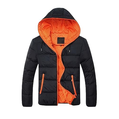 Mens Winter Coat Zipper Fashion Fall Casual Loose Fit Coats Thickened Cotton Padded Warm Hood Jacket Outwear