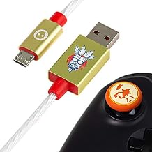 Numskull Official Crash Bandicoot LED Micro USB Cable and Thumb Stick Grips - 5ft Fast Charging Lead، Xbox One، PS4 Dualshock 4 Controller Mod