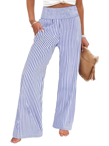 ANRABESS Striped High-Waist Palazzo Pants