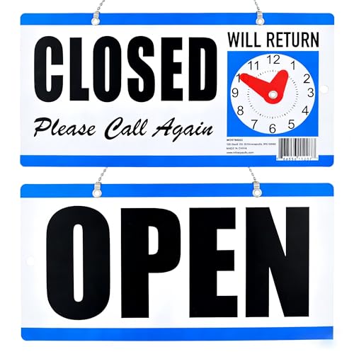 Closed Sign for Business - Double-Sided with Clock, 'Will Return'