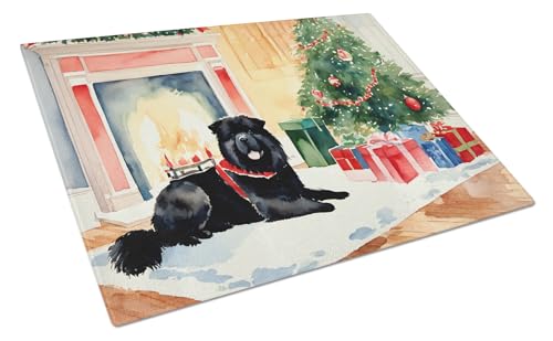 Caroline's Treasures DAC2633LCB Chow Chow Cozy Christmas Glass Cutting Board Large Decorative Tempered Glass Kitchen Cutting and Serving Board Large Size Chopping Board