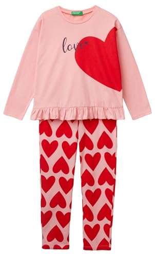 United Colors of Benetton Pig(Maglia+Pant) 3VD00P06Z Set di Pigiama, Rosa, 160 Bambina