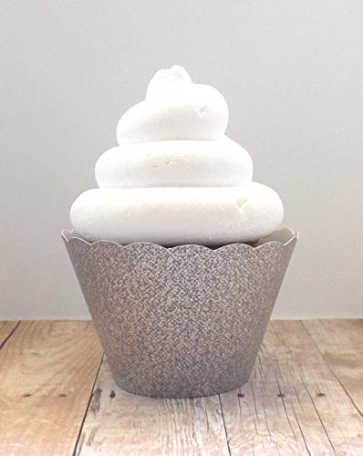 Silver Metallic Glitter Cupcake Wrappers Party Dessert Decorations Standard And Mini Holders Set Of 12 #TOP4